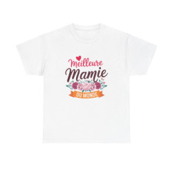 T-shirt Meilleure Mamie du Monde fleuri femme blanc gris S à 3XL