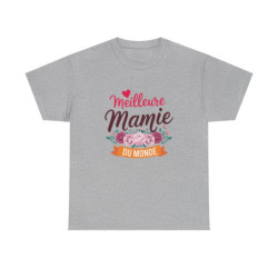 T-shirt Meilleure Mamie du Monde fleuri femme blanc gris S à 3XL