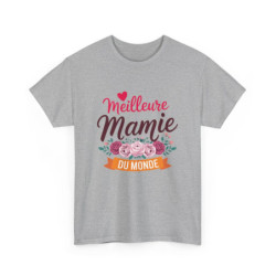T-shirt Meilleure Mamie du Monde fleuri femme blanc gris S à 3XL
