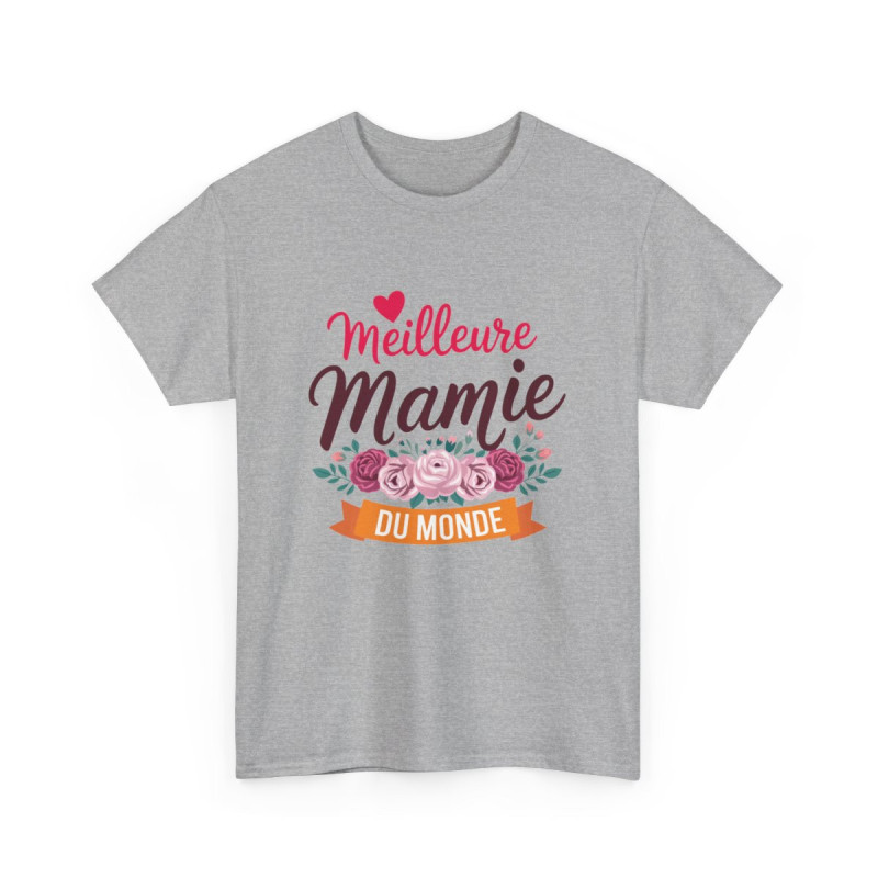 T-shirt Meilleure Mamie du Monde fleuri femme blanc gris S à 3XL