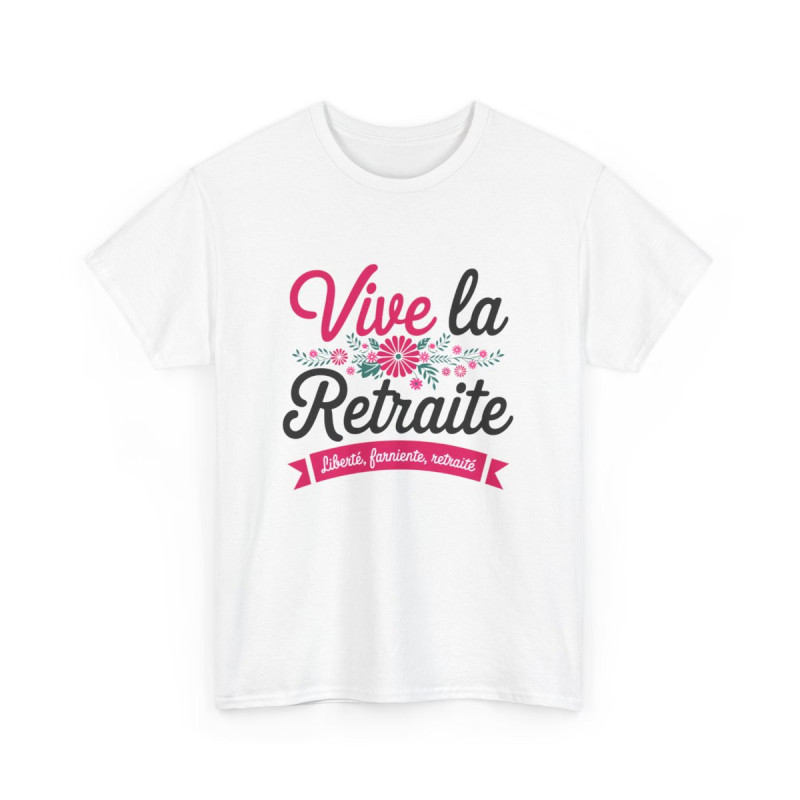 T-shirt humour retraite femme floral drôle cadeau départ retraitée vive la retraite blanc gris S à 3XL
