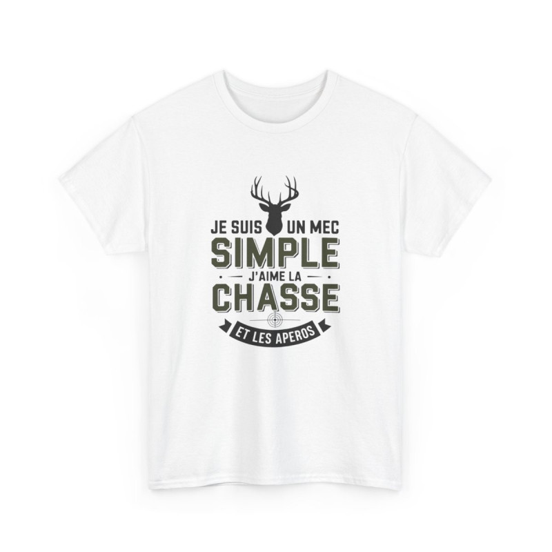 T-shirt Je suis un mec simple j’aime la chasse et les apéros – Chasseur