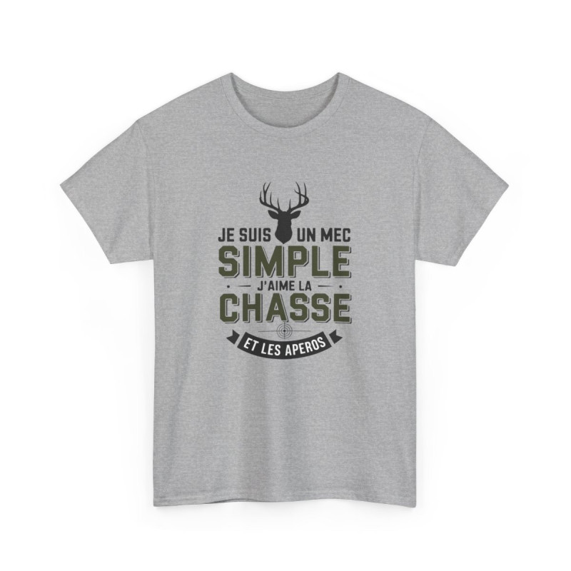 T-shirt Je suis un mec simple j’aime la chasse et les apéros – Chasseur