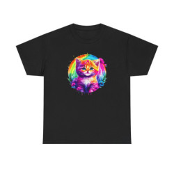 T-shirt Chat Aquarelle Arc-en-Ciel – Félin Artistique