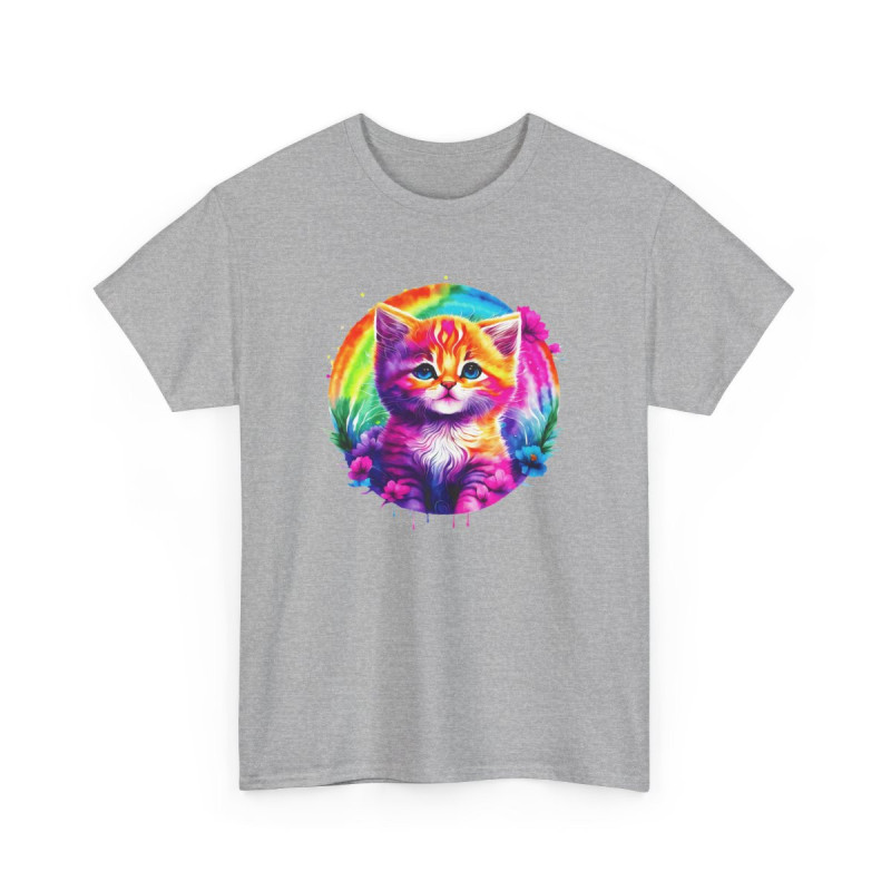 T-shirt Chat Aquarelle Arc-en-Ciel – Félin Artistique