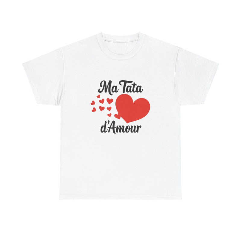 T-shirt femme Ma Tata d’Amour – coeur, cadeau famille – blanc/gris – S à 3XL