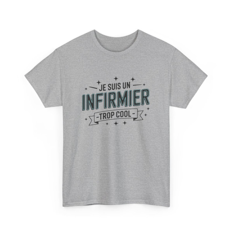 T-shirt homme infirmier drôle – héros du quotidien, soignant – blanc/gris – tailles S à 3XL