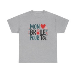 T-shirt "Mon cœur brûle pour toi" – amour drôle romantique S à 3XL