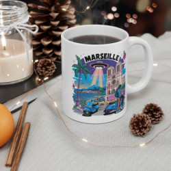 Mug Marseille rétro-futuriste OVNI graffiti scooter –Idée Cadeau urbain