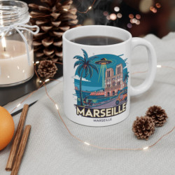Mug Tasse Café Marseille OVNI Scooter 325ml – Design rétro urbain