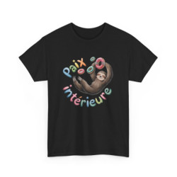 T shirt Paresseux Donuts Paix intérieure Zen Drôle tee shirt animal drôle amusant