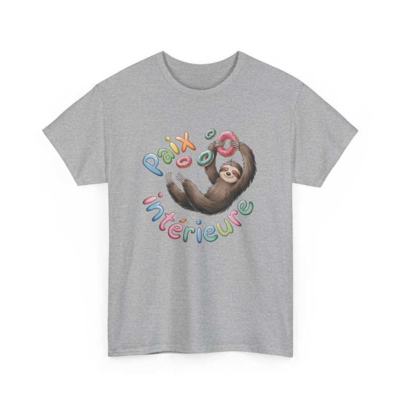 T shirt Paresseux Donuts Paix intérieure Zen Drôle tee shirt animal drôle amusant