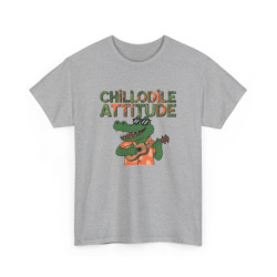 T shirt Chillodile Attitude Crocodile Ukulélé Blanc Gris tee shirt humour animal