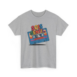 T shirt Cassette Vintage Humour Sois Gentil  Blanc Gris Noir 100% Coton tee shirt