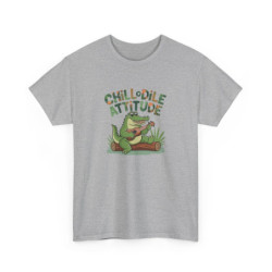 T-shirt Chillodile Attitude détente jungle blanc ou gris humour animal amusant crocodile