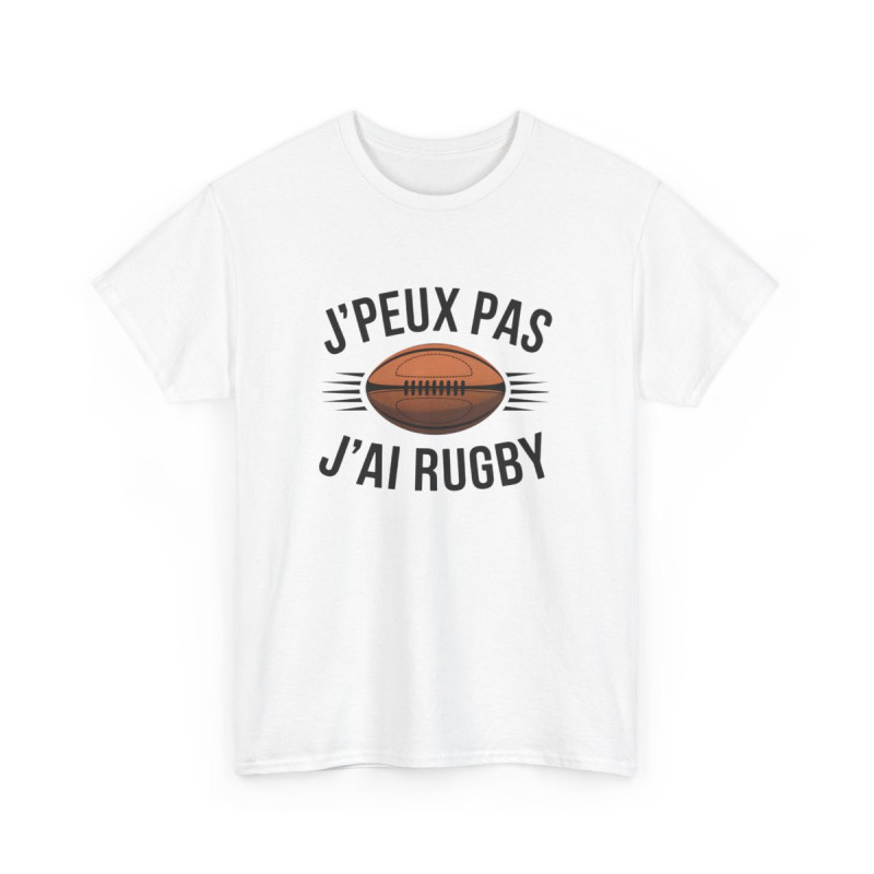T shirt Blanc Gris J’Peux Pas J’ai Rugby  Tee Shirt Humoristique Sportif Rugby Homme Femme Supporter