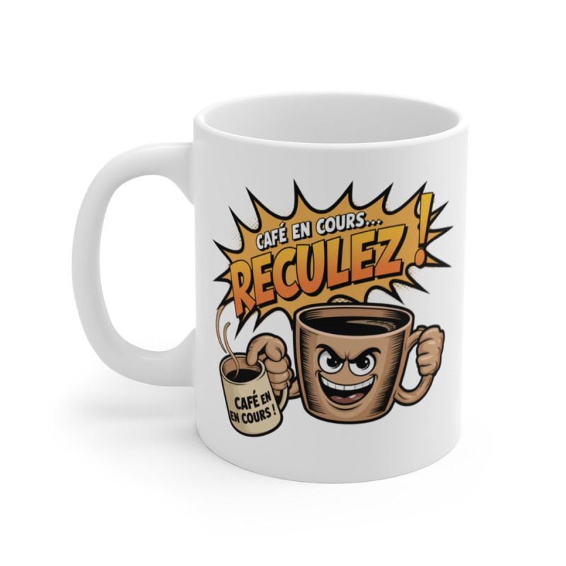 Mug Humour Café en Cours RECULEZ ! Tasse Rigolote Idée Cadeau Originale Café Addict Travail Bureau Matin Difficulté Réveil