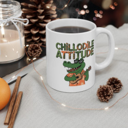 Mug Chillodile Attitude Tasse Drôle Crocodile Cool Guitare  Tropicale Relax Humour Cadeau Original Musique Zen