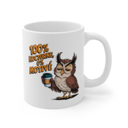 Mug 100% Nocturne 0% Motivé Tasse Chouette Café Drôle Paresse Fatigue Humour Hibou Matin Difficulté Réveil Cadeau Original Geek