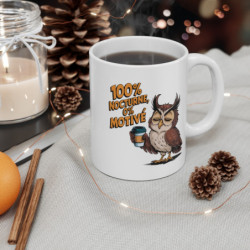 Mug 100% Nocturne 0% Motivé Tasse Chouette Café Drôle Paresse Fatigue Humour Hibou Matin Difficulté Réveil Cadeau Original Geek