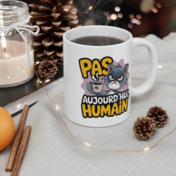 Mug Chat Grincheux Pas Aujourd’hui Humain Tasse Humour Sarcastique Café Matin Félin  Lendemain Difficile Cadeau Original