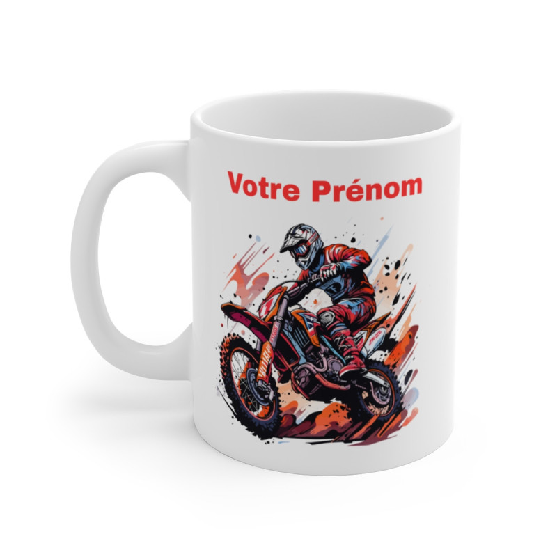 Mug Motocross Personnalisable avec Prénom  Cadeau Pilote Moto Cross Rider Course O Tasse Personnalisée Adulte Enfant
