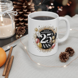 Mug Tasse Joyeux Anniversaire 25 Ans  Ballons et Champagne Idée Cadeau Chic et Festif