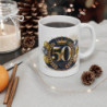 Mug Tasse Joyeux Anniversaire 50 Ans  Élégant Design Doré & Bleu Nuit  Idée Cadeau Prestige