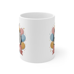 Mug Happy 80th Birthday –Tasse Anniversaire 80 Ans avec Ballons Pastel & Couronne  Cadeau Touchant et Festif