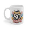 Mug Happy 80th Birthday –Tasse Anniversaire 80 Ans avec Ballons Pastel & Couronne  Cadeau Touchant et Festif