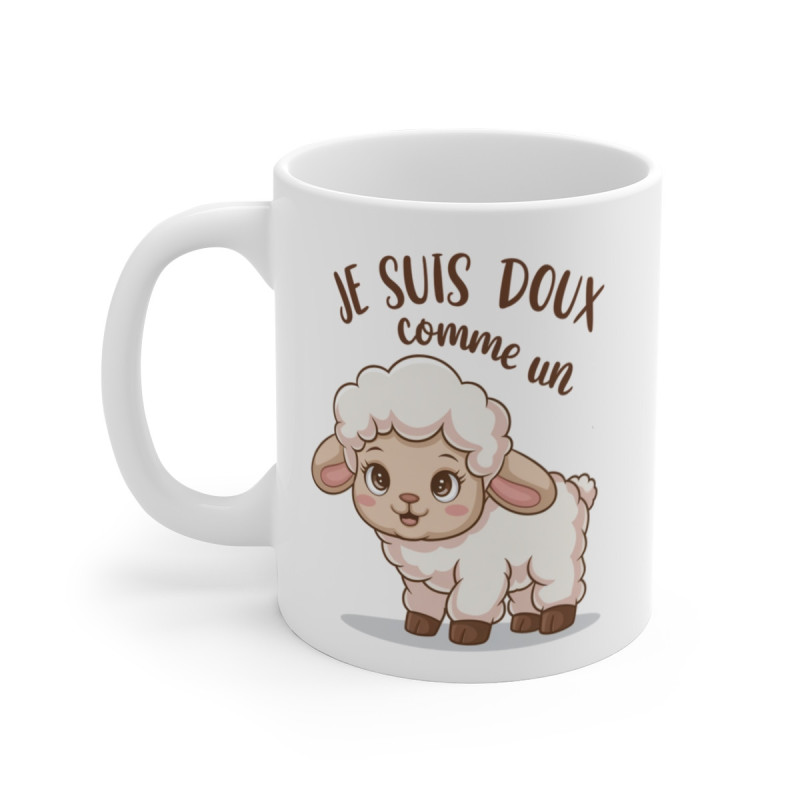 Mug Tasse Je suis doux comme un agneau mignon avec dessin de petit agneau – Idée cadeau enfant ou adulte