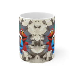 Mug Sesame Street Tasse vintage avec personnages Elmo et Cookie Monster Mur cassé style cartoon