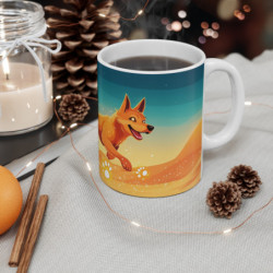 Mug Tasse Chien Magique dans le Désert Illustration Colorée et Cartoon pour enfant et adulte