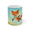 Mug Tasse Renard Joyeux Champ Fleuris Illustration Cartoon Lumineuse pour enfant et adulte
