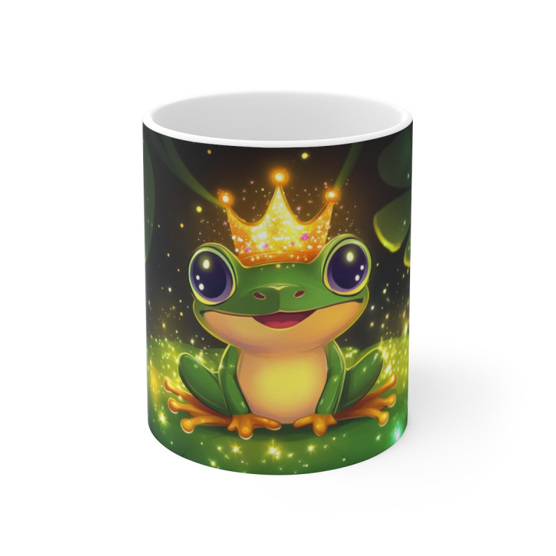 Mug Tasse Grenouille Royale sur Nénuphar Illustration Cartoon Lumineuse pour enfant et adulte