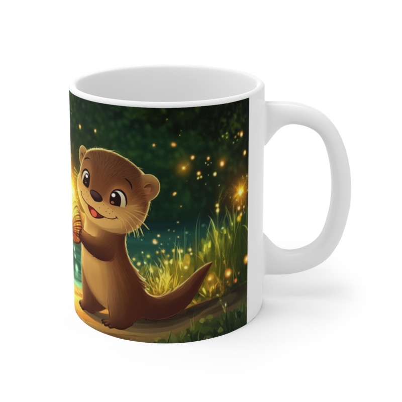Mug Tasse Loutre Magique au Bord de l’Eau Illustration Cartoon Lumineuse pour enfant et adulte