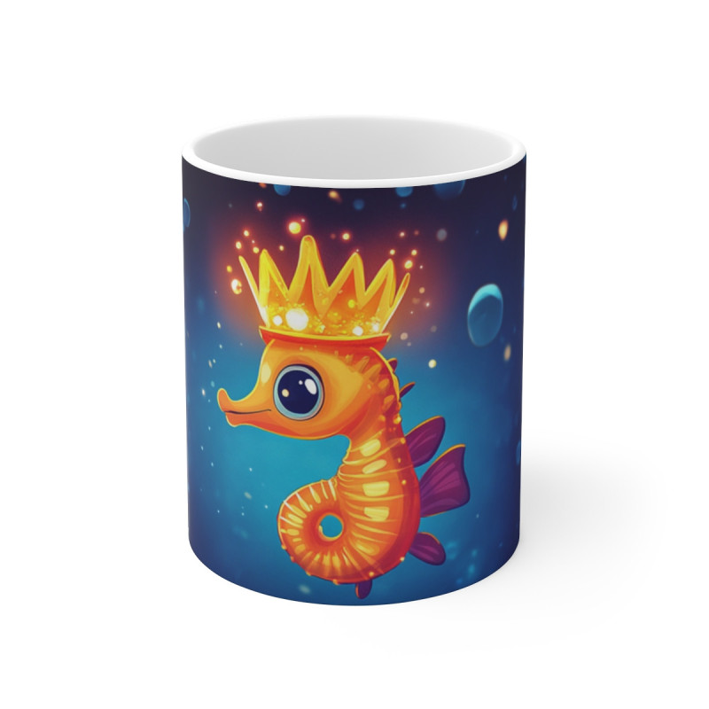 Mug Tasse Hippocampe Magique Couronne Océan Illustration Cartoon Lumineuse pour enfant et adulte