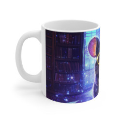 Mug Tasse Souris Magique Bibliophile avec Lunettes Lumineuses Illustration Cartoon Féérique pour enfant et adulte