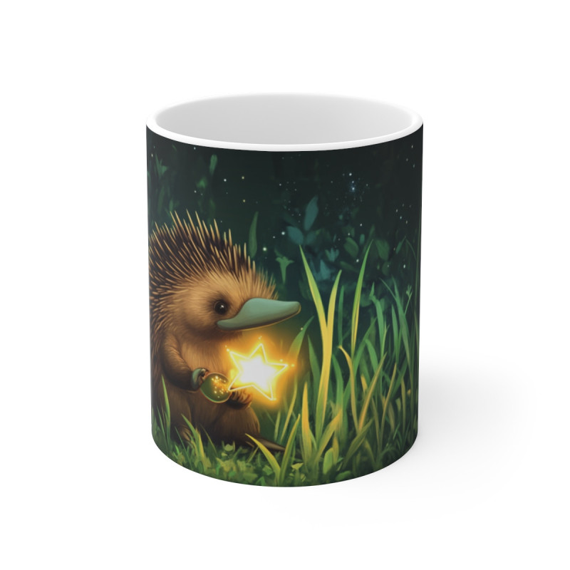 Mug Tasse Échidné Magique avec Étoile Lumineuse Illustration Nocturne Féérique Cartoon Enfant et Adulte