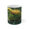 Mug Tasse Perroquet Vert Scintillant Nocturne  Illustration Magique Jungle Tropicale Brillante – Cadeau Enfant & Adulte