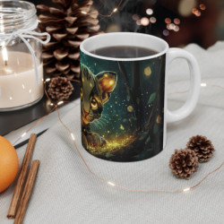 Mug Bébé Ocelot Magique Tasse Illustration Animal Lumineux Forêt Enchantée Cadeau Fantaisie Enfant Adulte