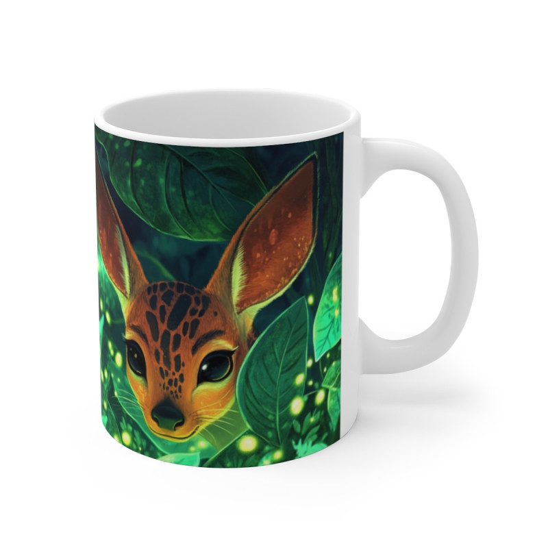 Mug Chevrotain Magique Tasse Faon Tropical Caché Feuilles Lumineuses Cadeau Animal Mignon
