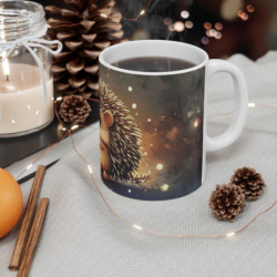 Mug Hérisson Enchanté – Tasse Bébé Hérisson et Pomme Magique Lumière d’Automne Féérique