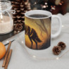 Mug Loup Enchanté – Tasse Loup Mystique à Rayures Lumineuses dans Forêt Crépusculaire