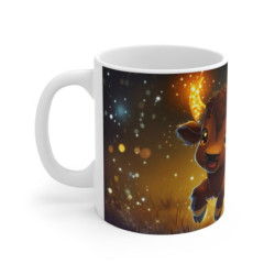 Mug Bison Magique – Tasse Bébé Bison Bondissant aux Cornes Lumineuses dans Nuit Étincelante