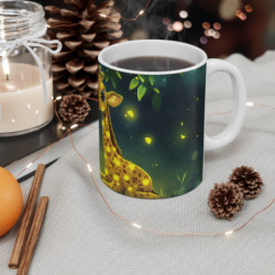 Mug Girafe Nocturne Enchantée – Tasse Bébé Girafe Lumineuse Sous Arbre aux Lucioles