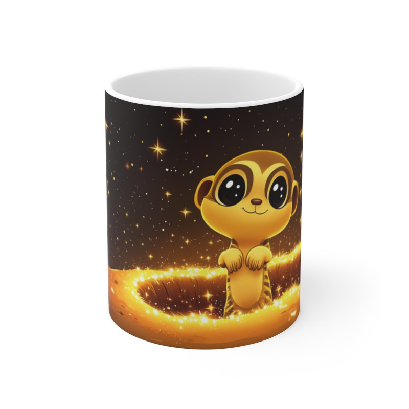 Mug Suricate Étoilé – Tasse Meerkat Magique dans Désert Nocturne Scintillant