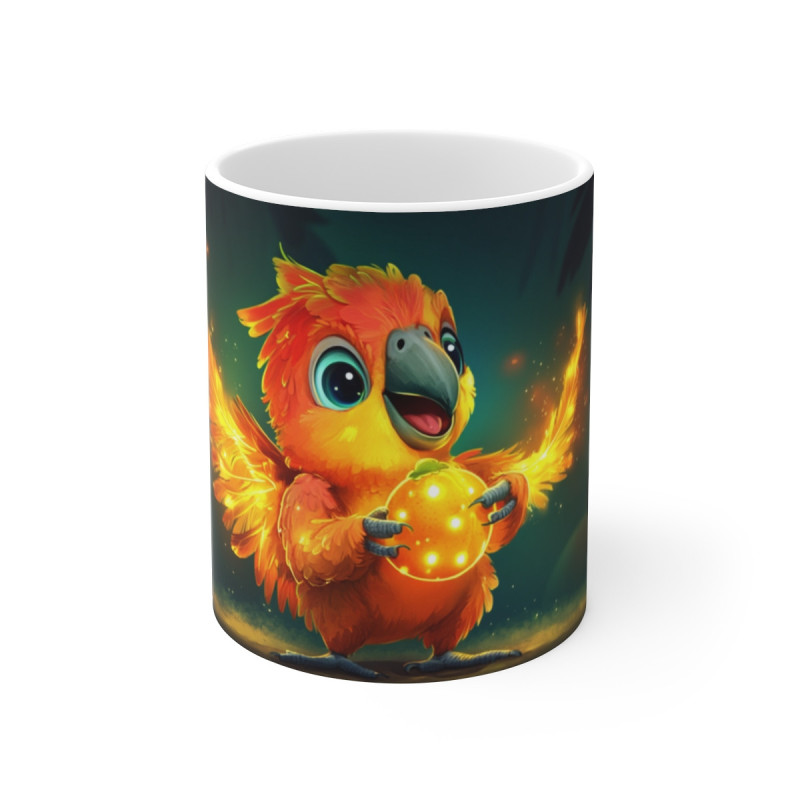 Mug Perroquet Tropical – Tasse Oiseau Magique Orange Lumineux & Jungle Enchantée