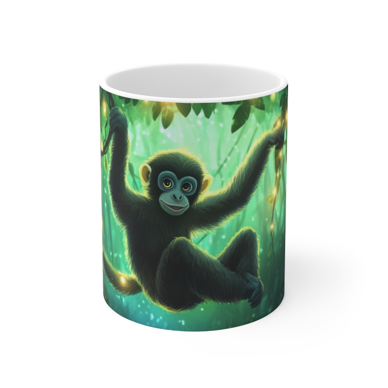Mug Petit Singe Lumineux – Tasse Jungle Magique Lianes Étincelantes Forêt Tropicale