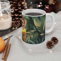 Tasse Petit Singe avec Banane – Mug Animal Mignon Jungle Enchantée – Cadeau Tropical Doux et Drôle